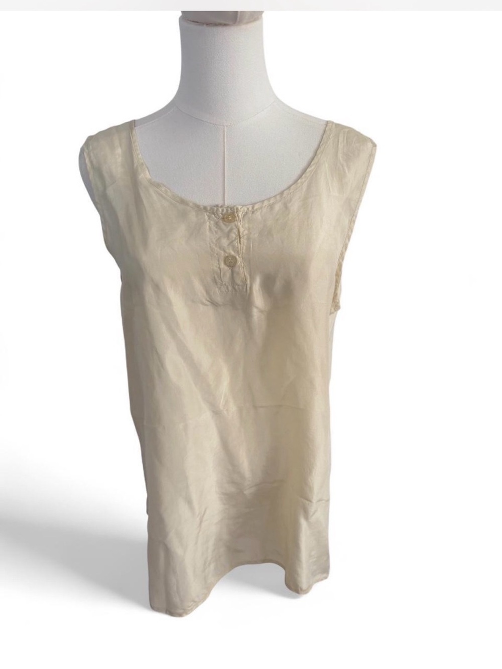 French Silk Cream Sleeveless Slip Top